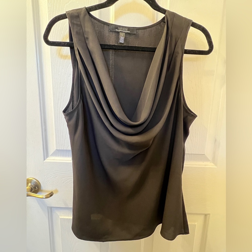 WHBM large black sleeveless cowl neck top